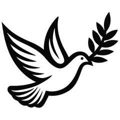 Fototapeta premium Dove with an Olive Branch Peace and Holy Spirit Icon