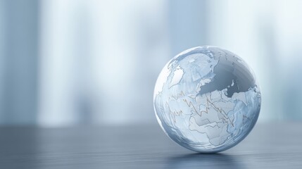 The glass globe representing global markets and economic trends.