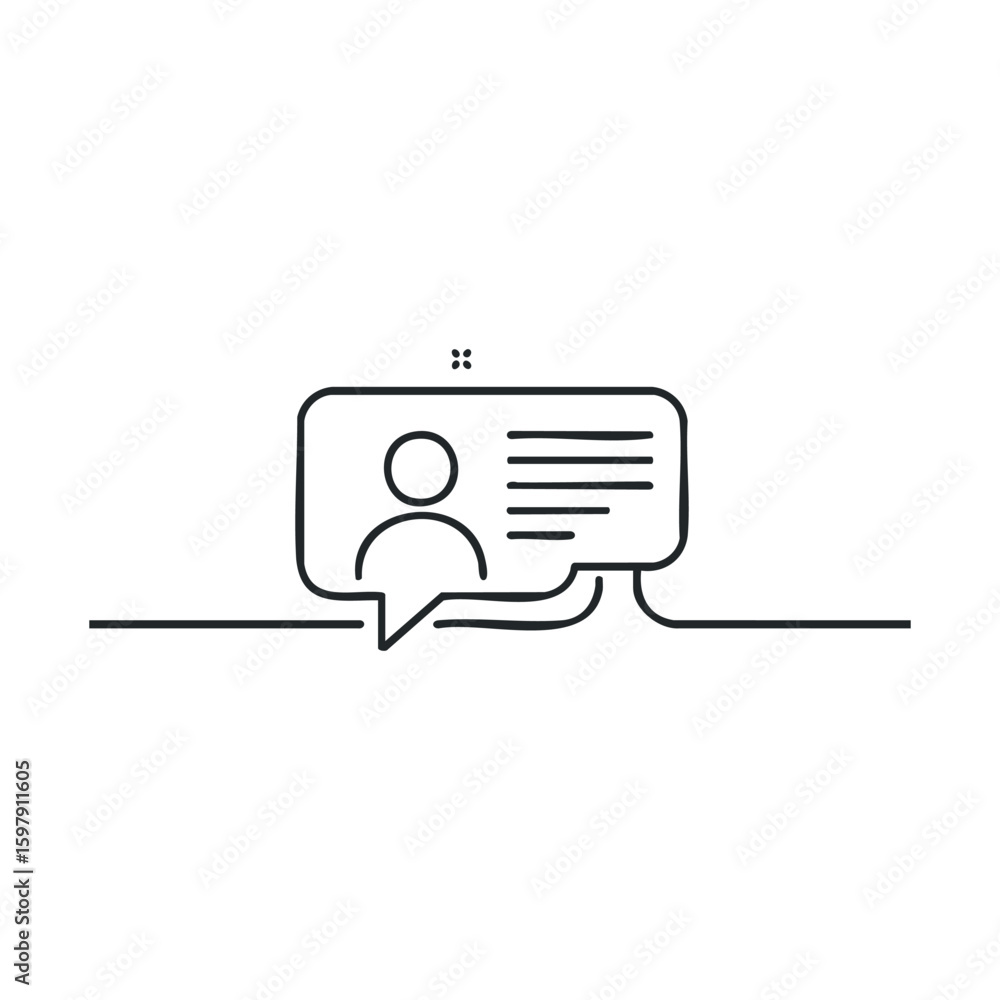 Poster minimalist chat icon with user profile outline and message bubble