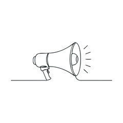 Continuous line drawing of a megaphone speaker