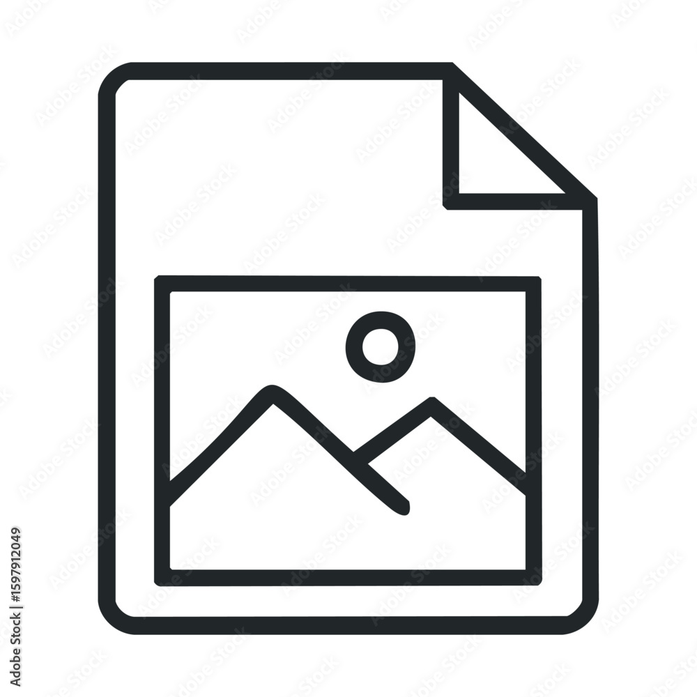 Poster simple line art of photo file icon with image placeholder