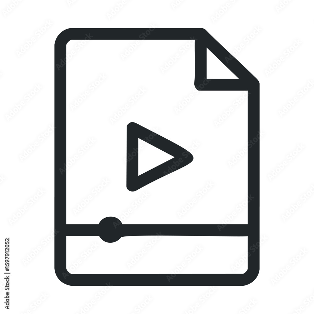Poster minimalist video file icon with play button symbol on white background