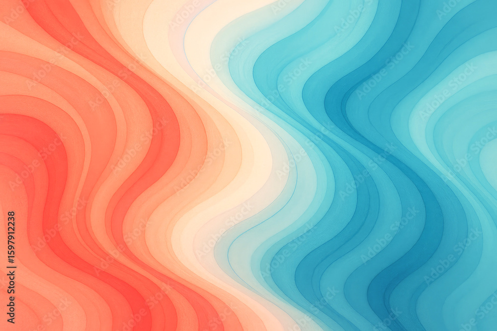 Poster coral and teal wavy gradient flowing abstract background image