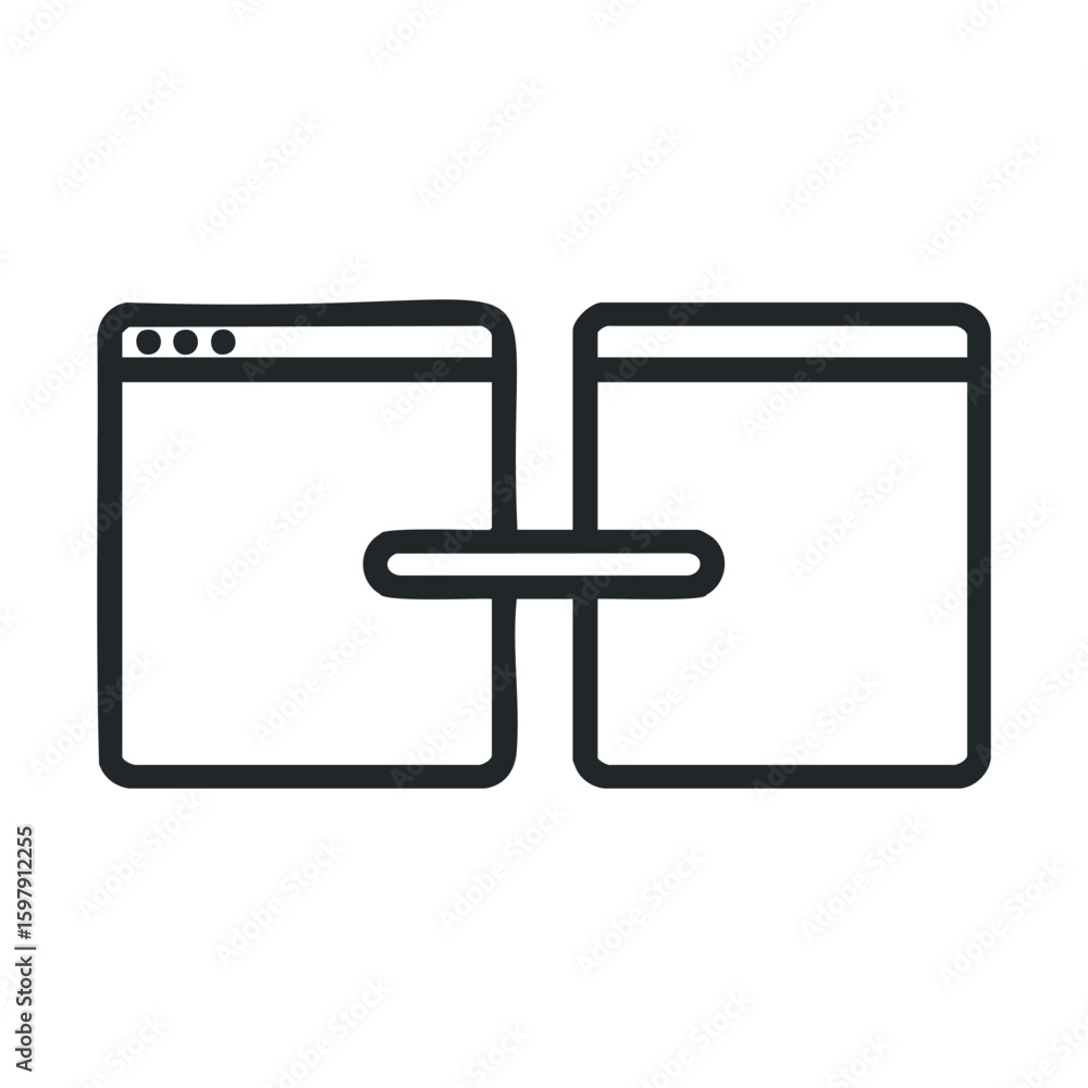 Poster icon of two connected web browser windows symbolizing connectivity