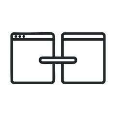Obraz premium Icon of two connected web browser windows symbolizing connectivity