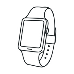 Minimalist smartwatch outline design with strap and buttons