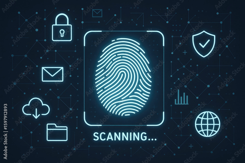 Poster digital fingerprint scan authentication security interface image