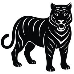 Obraz premium Full Black Tiger Shape Solid Vector Art