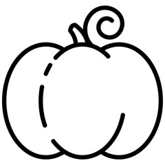 Linear outline icon of a pumpkin. Editable stroke. Perfect for autumn, harvest, Halloween, and food-related designs.