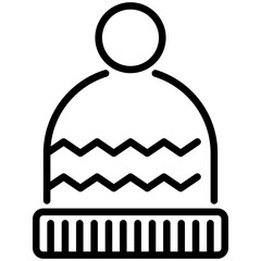 Outline icon of warm knitted hat. Vector format with editable stroke. Perfect for autumn and winter apparel or cozy designs.