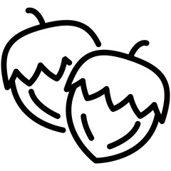 Outline vector icon of a hazelnut with editable stroke. Ideal for autumn food, harvest, or forest design themes.