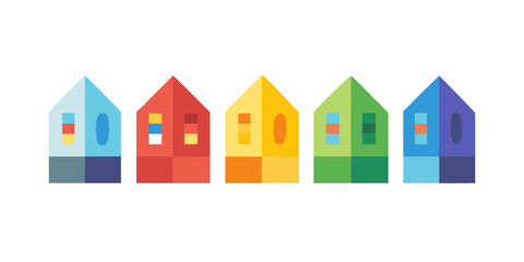 Fototapeta premium Five colorful building icons 