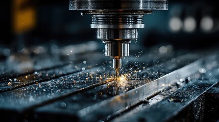 Vertical milling machine performs high-precision manufacturing, symbolizing mechanical excellence, industrial engineering, and smart automation in metal production lines.