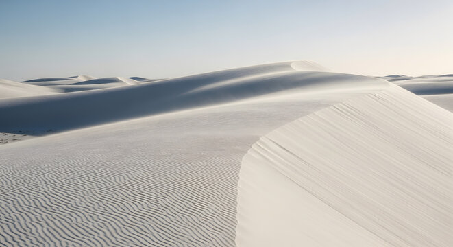 White Sands National Park: A pristine landscape of gypsum dunes in New Mexico, Serene gypsum sand dunes at dawn in the vast White Sands National Park