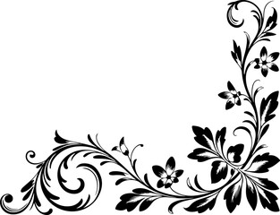 Floral Corner Silhouette Vector

