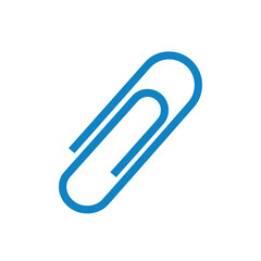 Fototapeta premium Blue paperclip icon in minimalist design on isolated background 