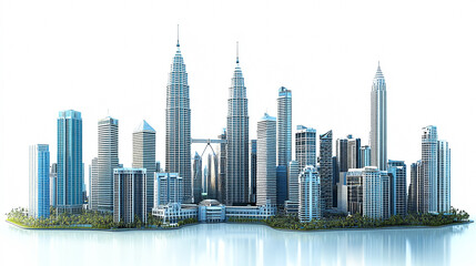 Obraz premium Kuala Lumpur skyscrapers Malaysia depicted against a white background