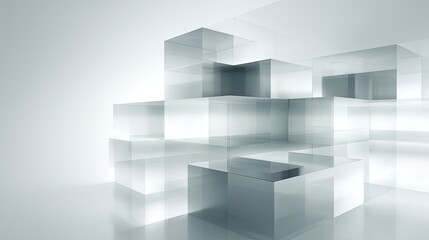 Abstract Geometric Composition Of Stacked Gray Cubes