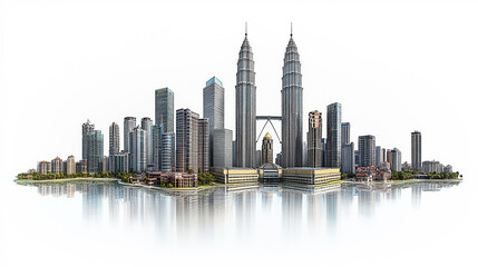 Obraz premium Kuala Lumpur skyscrapers Malaysia depicted against a white background