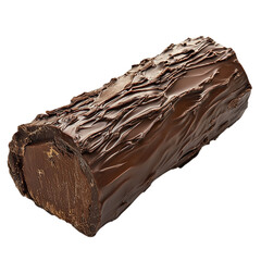 Chocolate yule log cake with creamy