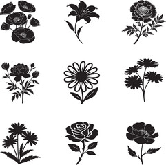 Flower Silhouette Set
