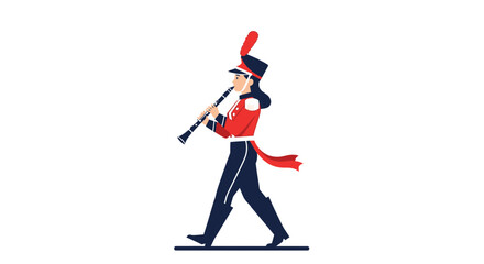 Animated Marching Band Clarinetist Vector Illustration, Musical Celebration