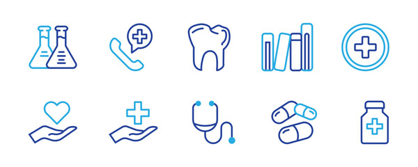 Health icon set collection. Checkup, care, service, patient, illness, life, mental health, report, lab, dose, examine, service and best solid icon set.