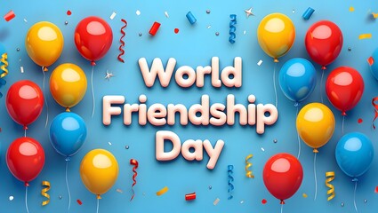 Vibrant balloons and confetti celebrate world friendship day