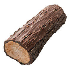 Chocolate yule log cake with creamy