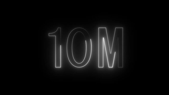 Neon 10M text glowing icon social media follow subscription and loke view 10M text neon animation 