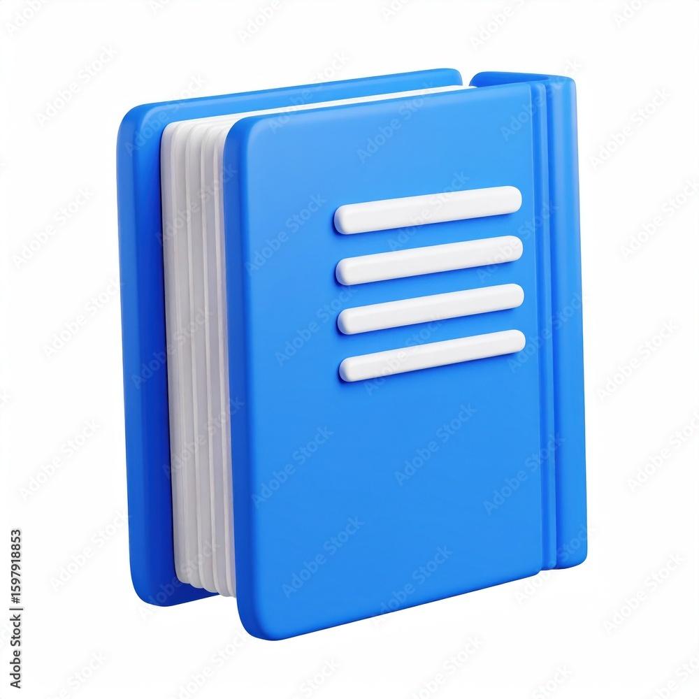 Poster three dimensional blue business directory book icon floating on clear background