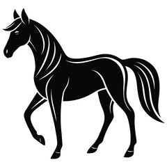 Obraz premium Sleek Black Line Art Horse Vector