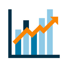 Fototapeta premium Business Growth Chart with Upward Arrow, Financial Success Graph, Increasing Profit Illustration