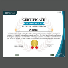 award certificate design template with elegant and attractive dark blue side frame and has an abstract shape