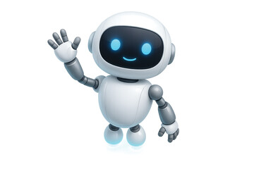 blue robot with a big smile