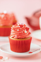 Homemade cupcakes with whipped cream for Holidays