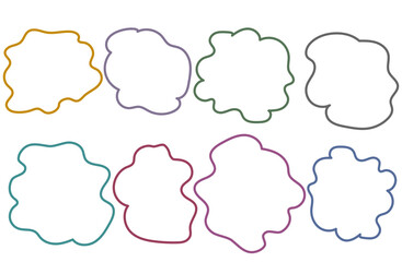 手書きうねうね丸いフレーム　くすんだ色