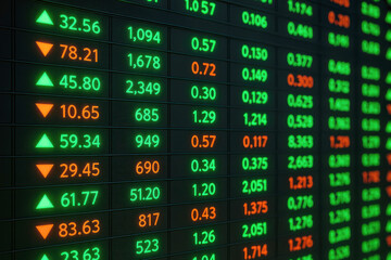 Glowing Green Orange Financial Market Data Display stock market financial data