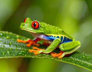 Obraz premium Vibrant Red-Eyed Tree Frog