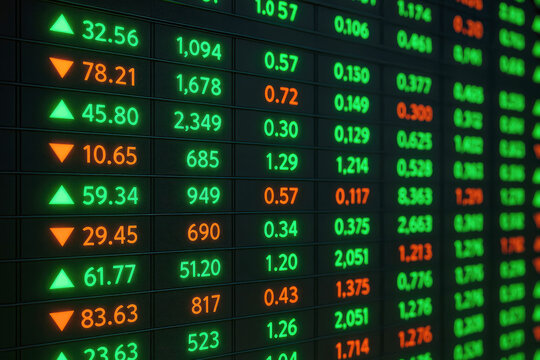 Glowing Green Orange Financial Market Data Display stock market financial data