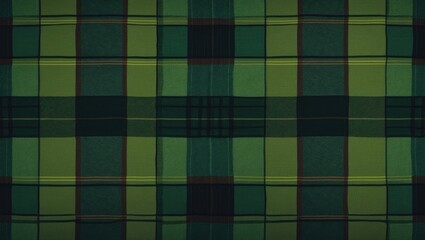 Obraz premium A close-up view of a green and black plaid fabric pattern with intersecting lines and checks.
