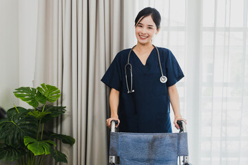 portrait Asian nurse at home