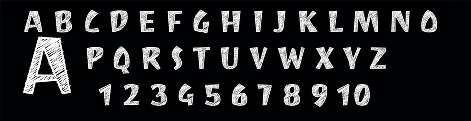 chalk alphabet of numbers and symbols © Faurdaus