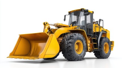High-Resolution Image of a Yellow Bulldozer on a White Background for Construction Projects