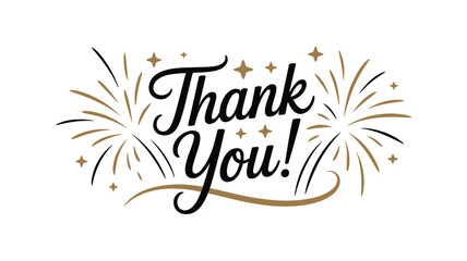 Elegant Thank You Card with Gold Fireworks and Stars — Perfect for Gratitude, Festive Occasions, Parties, and Holiday Celebrations