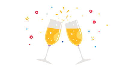 Celebrate new year party with champagne cheers vector illustration for christmas and happy birthday holiday event
