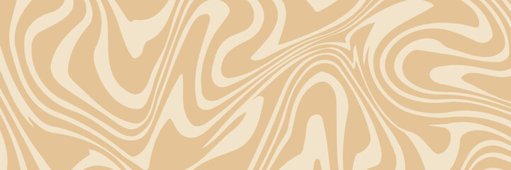 Beige marble acrylic swirl seamless pattern. Coffee latte, caramel, ice cream texture. 1970s trippy psychedelic waves print background.