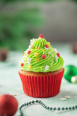 Homemade cupcakes with whipped cream for Holidays