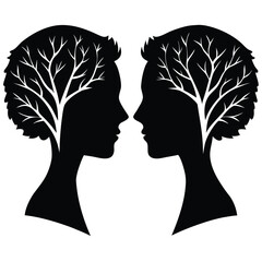 Two Human Faces in Profile Looking at Each Other