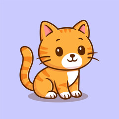 Cute cat sitting cartoon vector icon illustration. animal nature icon concept logo